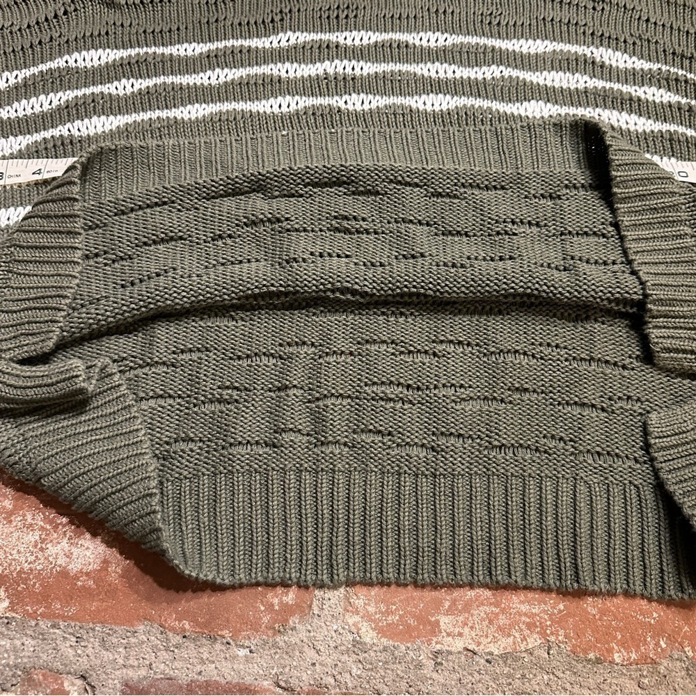 Cabi  Scout Pullover Med Green Striped Open Knit Long Sleeve Oversized sweater - Picture 10 of 16